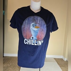 Official Disney Frozen 2 Chillin' Olaf Blue Tshirt Size Medium